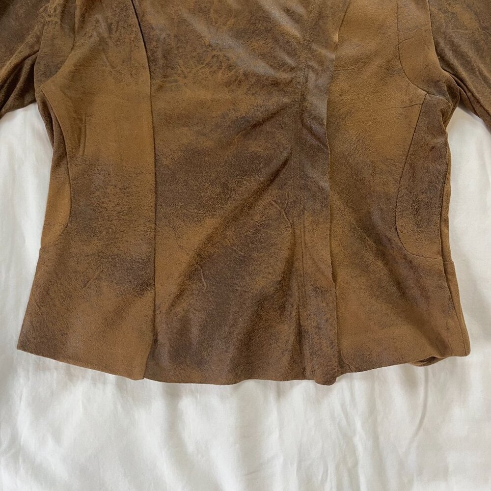 Philosophy Republic Brown Faux Leather Zip Cup Jacket | Size 4 - Picture 3 of 9